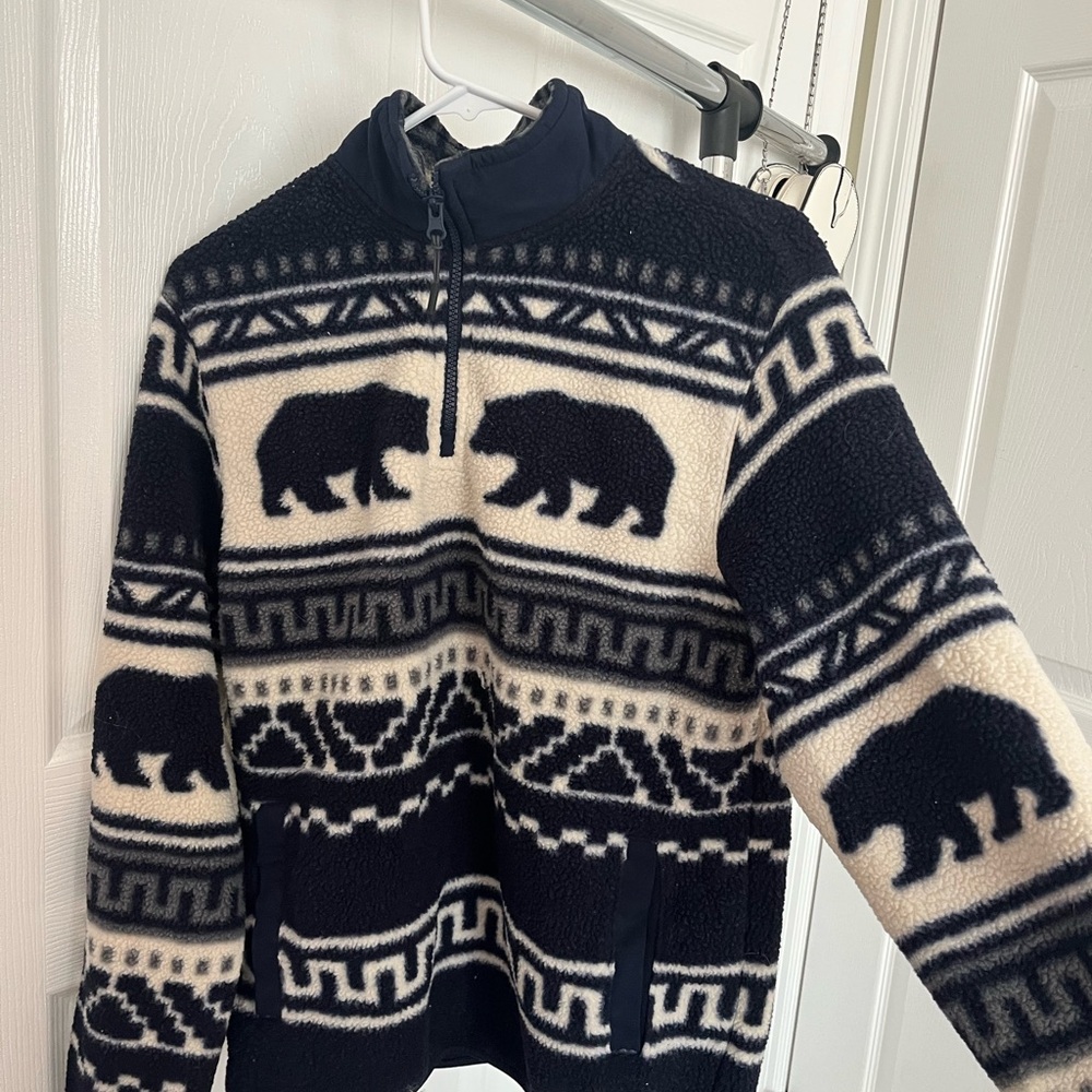 Navy and Cream Bear Pattern Sweater